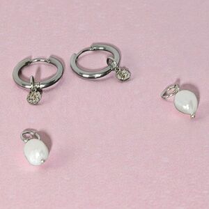 Silver Hoops Multiple Charms Pearls Rhinestones Normcore Modern Retro Glam Luxe